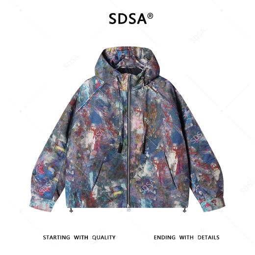 9250982SDSA秋冬新款痞帅男装潮牌扎染拉链立领连帽羽绒服休闲百搭宽松 商品图1
