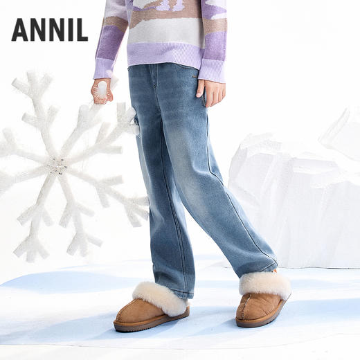 【实体店同款】女童全腰牛仔长裤冬季新款安奈儿童装AG546084 商品图1