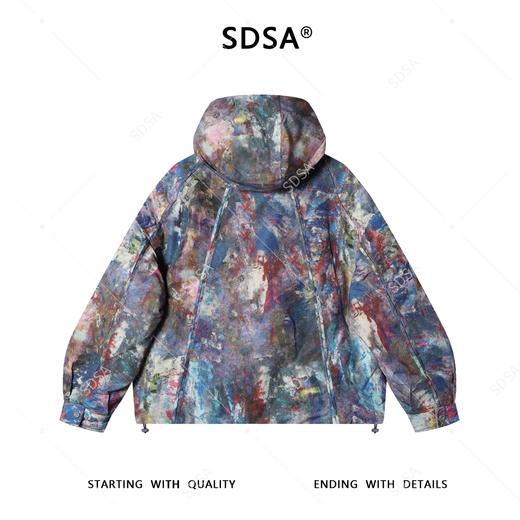 9250982SDSA秋冬新款痞帅男装潮牌扎染拉链立领连帽羽绒服休闲百搭宽松 商品图5