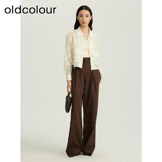 oldcolour秋季新品纯色时尚提花气质翻领大口袋短外套女Q310410A1 商品图2