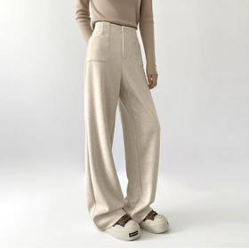 比例修饰 利落气质 拒绝臃肿【梦惠妮 人字纹毛呢修型裤】挺阔版型 修饰身材 拉长腿型 羊毛蚕丝精致配比 不起皱 高腰设计无束缚  #M663