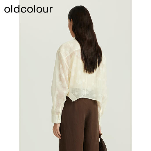 oldcolour秋季新品纯色时尚提花气质翻领大口袋短外套女Q310410A1 商品图4