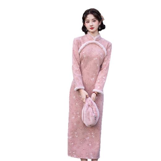 时尚改良新中式长款日常旗袍2025冬季新款长袖加厚旗袍211127 商品图4