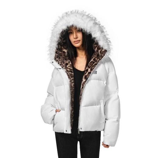 FDR官方店 连帽毛领拼接豹纹外套男款2025巨好看的羽绒服冬季女款 商品图2