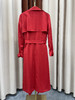 「断码清仓」高级感正红色长款收腰系带翻领大衣M码 ZFYY042 商品缩略图2