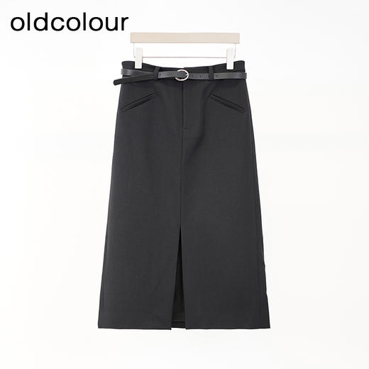 oldcolour欧珂商场同款纯色直筒开衩半身长裙女Q130606A1 商品图4