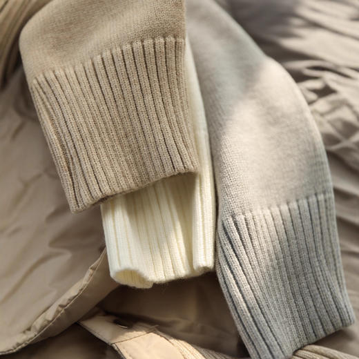 丁摩 高品质空气小暖宝！轻盈保暖珍珠绒羊毛棉服针织拼接立领宽松外套女秋冬5ZF-11107 商品图2