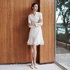 IWY/气质米白色西装连衣裙女新款收腰正式场合宴会鱼尾裙Q1480 商品缩略图0