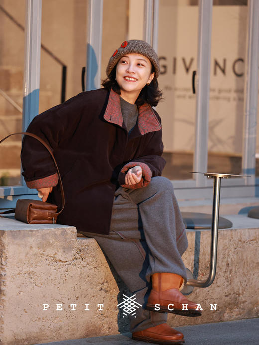 PETIT SCHAN小闪 CLO#962 Good-natured 没脾气 棉羊毛松紧腰抓绒萝卜裤 商品图5