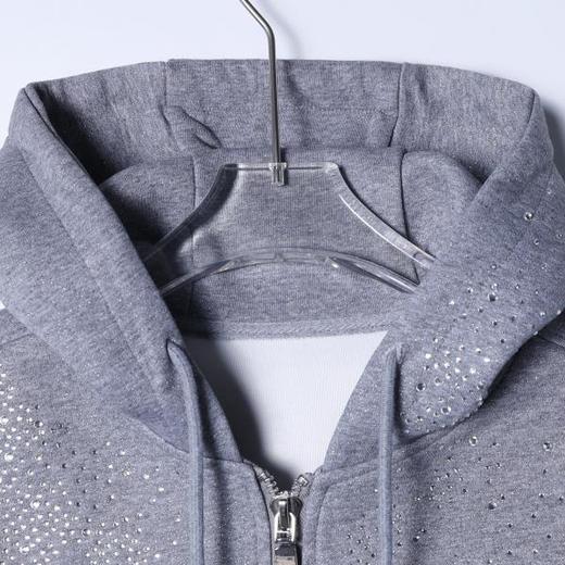 25157SDSA秋冬新款痞帅男装韩版简约纯色烫钻抽绳拉链连帽卫衣百搭时尚 商品图2