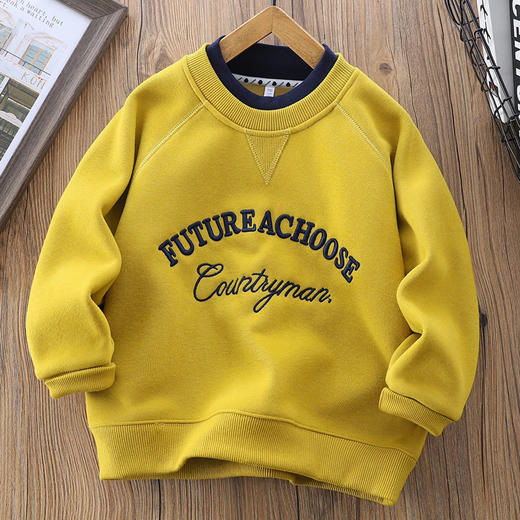 110-170 厚实保暖一体奥利绒重工刺绣字母卫衣 商品图2