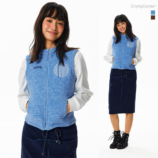 CryingCenter 摇粒绒拼接圆小立领休闲修身马甲 男女款 哭喊中心 商品图0