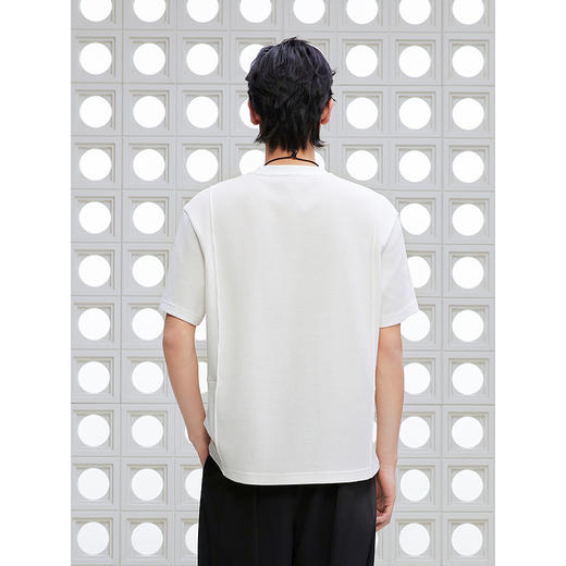 GXG男装 圆领T恤双色华夫格肌理上衣凉感短袖针织 2025夏季新品 商品图3