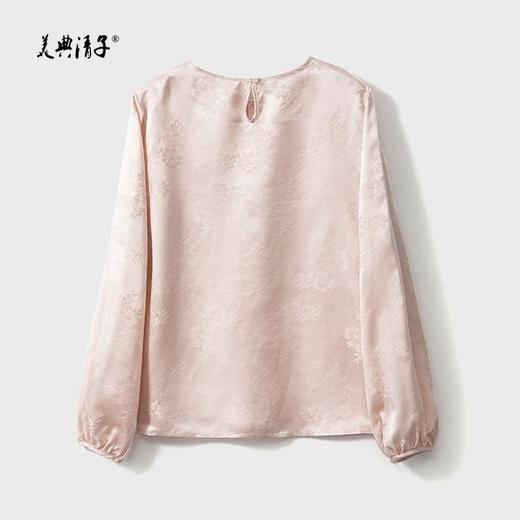 2026春桑蚕丝花罗圆领灯笼袖长袖套头上衣 商品图4