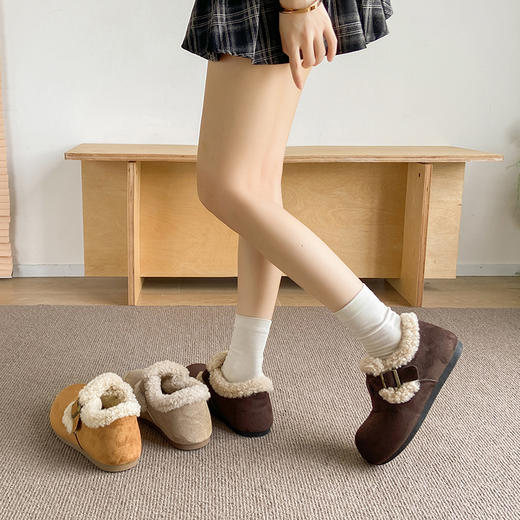 优选丨冬季上新 温暖百搭【梦惠妮 毛绒勃肯鞋】（加绒加厚）厚底鞋 冬季百搭 保暖柔软棉鞋 舒适 亲肤 不磨脚 加宽鞋头 #M663 商品图4