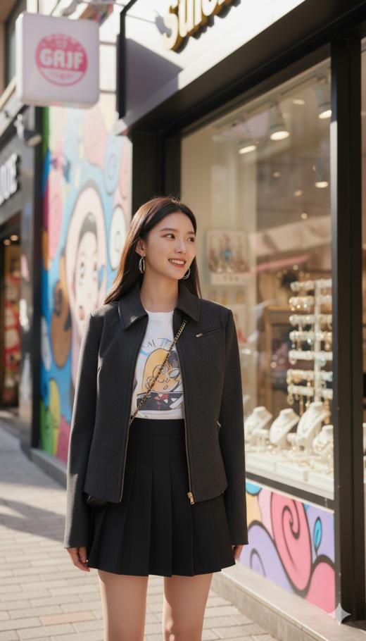 TB拉链装饰短款羊毛夹克 商品图0