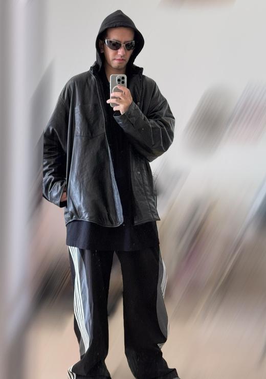 男款连帽加棉皮外套he004 商品图3