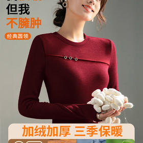 「自j」全新升级【铂金会员119/天猫159/差价40】(60653)洛诗琳新款半高领打底衫2025秋冬加绒加厚蚕丝羊毛保暖上衣