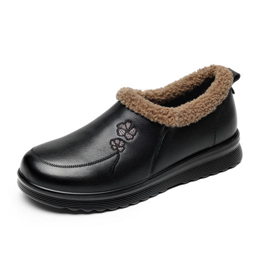 信诺真皮妈妈鞋加绒保暖高帮女鞋软底舒适中老年棉鞋2025冬季新款5M659-17H 商品图3