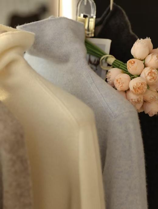 藏地软黄金13.5牦牛绒86.5绵羊毛无缝高领堆堆领打底衫毛衣 商品图5