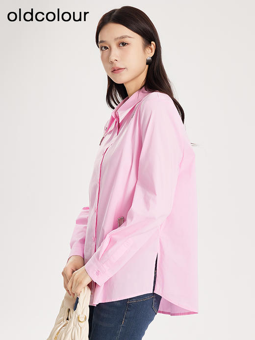 oldcolour春秋新款通勤宽松简约百搭纯色长袖衬衫女Q390104A1 商品图1