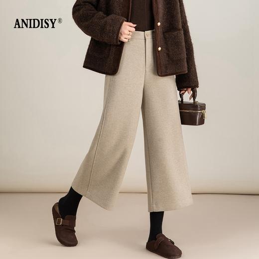 时尚高腰拉链直筒七分休闲阔腿裤 商品图2