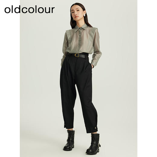 oldcolour秋季新品多色时尚高腰通勤宽松遮肉长裤女Q310704A1 商品图2