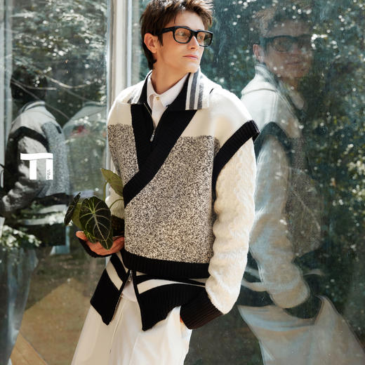 TIWILLTANG启世录“月宴纸境”假两件拉链毛衫 商品图2