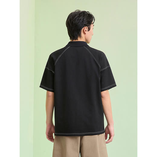 GXG男装 明线设计翻领POLO衫通勤休闲短袖上衣 2025夏季新品 商品图4