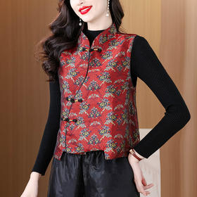 KQL B12N9626马夹提花名族风唐装马甲上衣