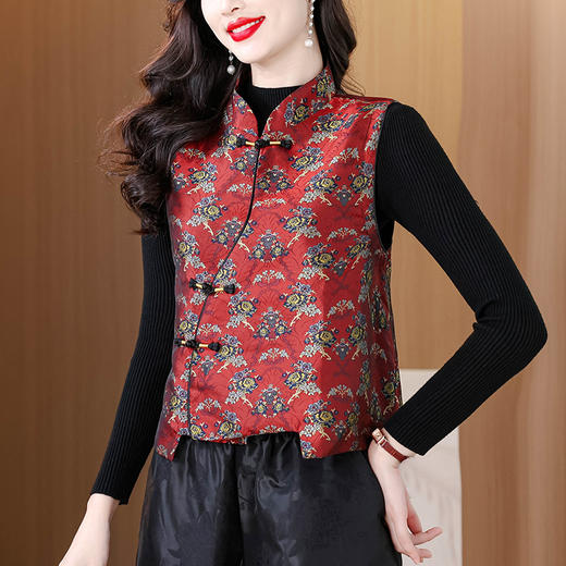 KQL B12N9626马夹提花名族风唐装马甲上衣 商品图0