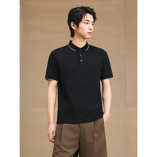 【凉感】GXG男装 后背花卉刺绣polo衫短袖商务休闲上衣 25夏新品 商品图4