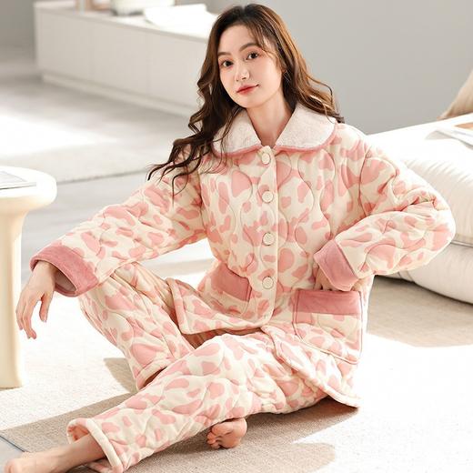 雀说 三层针织夹棉加厚加绒睡衣 商品图1