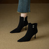 【预售5天】法式尖头细跟时装短靴女秋冬新款真皮磨砂气质高跟瘦瘦靴裸靴FDJ&YC-579 商品缩略图4