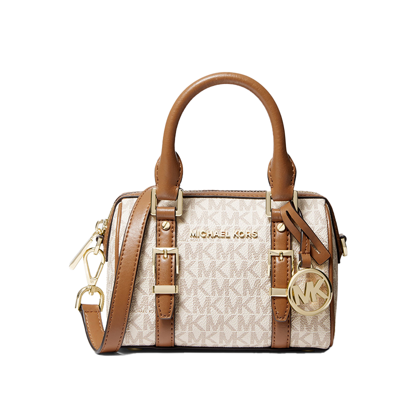 193599293363 迈克高仕MICHAEL KORS 【品牌官方质保】MK Bedford 超小号老花拼色斜挎单肩波士顿包