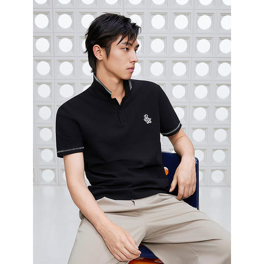 【凉感】GXG男装领口提花polo短袖男商务拼接休闲上衣 25夏新品 商品图2