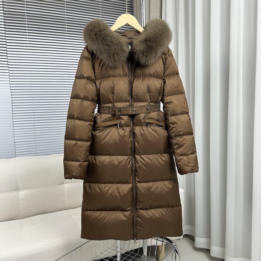 丁摩 M+2025冬新款欧货狐狸大毛领中长款羽绒服女收腰过膝加厚大牌外套5ZF-M003 商品图0