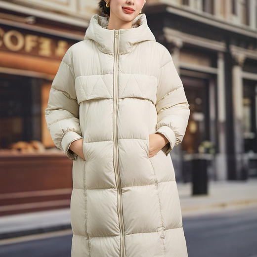 「高货kbnq」全新升级【铂金会员735/天猫999/差价264】(63322)洛诗琳新款加厚中长款羽绒服2025冬季过膝连帽保暖外套 商品图1