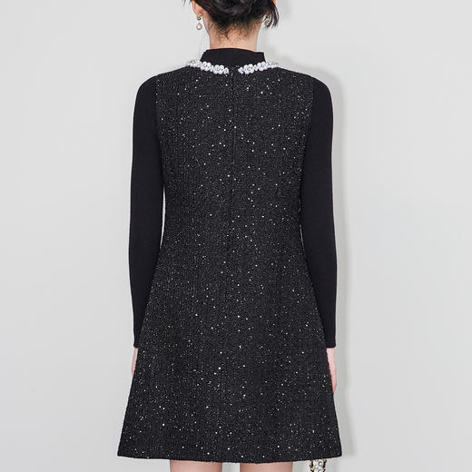 「高货wl」全新升级【铂金会员367/天猫499/差价132】(62218)洛诗琳法式小香亮片粗花呢无袖连衣裙针织打底衫两件套 商品图1