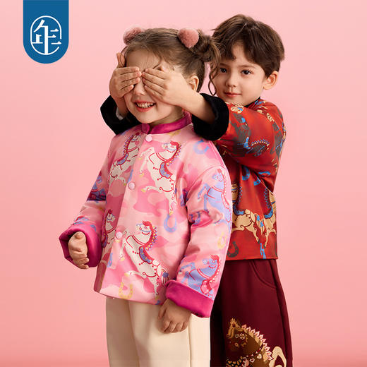 年衣童装儿童唐装冬季新品男女童中式国风加绒上衣跃马新程唐装 商品图1