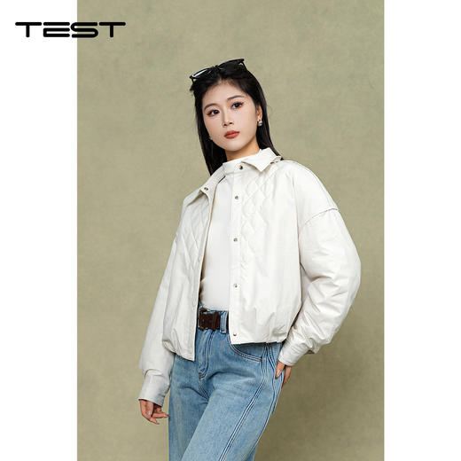 冬上新保暖舒适宽松显瘦菱格羽绒服外套2254130 商品图0