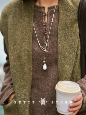 【单笔实付满6888赠，和田玉系列除外，无需加购和拍下】PETIT SCHAN小闪 流动的月光 925银巴洛克珍珠项链毛衣链
