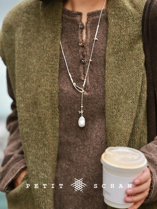 【单笔实付满6888赠，和田玉系列除外，无需加购和拍下】PETIT SCHAN小闪 流动的月光 925银巴洛克珍珠项链毛衣链 商品图0