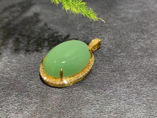 【御珠宫坊】新疆黑羊洞金镶碧玉吊坠 商品图5