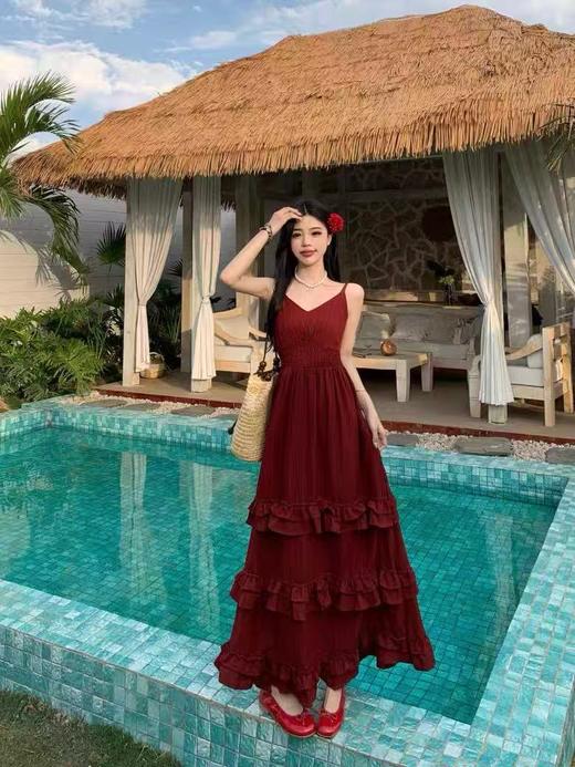 11.11最后促，不参与退货清仓处理！卡芙蒂妮0002夏日度假风吊带长裙连衣裙-喜出 商品图1