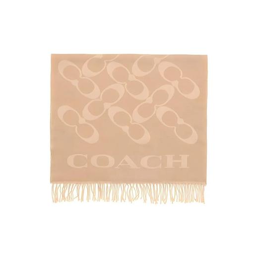 奥莱仓发货【COACH经典羊毛流苏围巾】，绵羊毛+山羊绒黄金配比，云朵般舒适柔软，触感软fufu；经典双C设计，百搭不挑人，从通勤到约会都能轻松驾驭；可当披肩、围巾、盖毯，超实用  。配礼盒包装。 商品图5