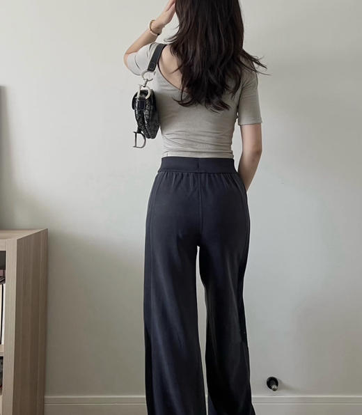 正品Lu家Contrast- Ribbed女士罗纹拼接阔腿裤050604 商品图9
