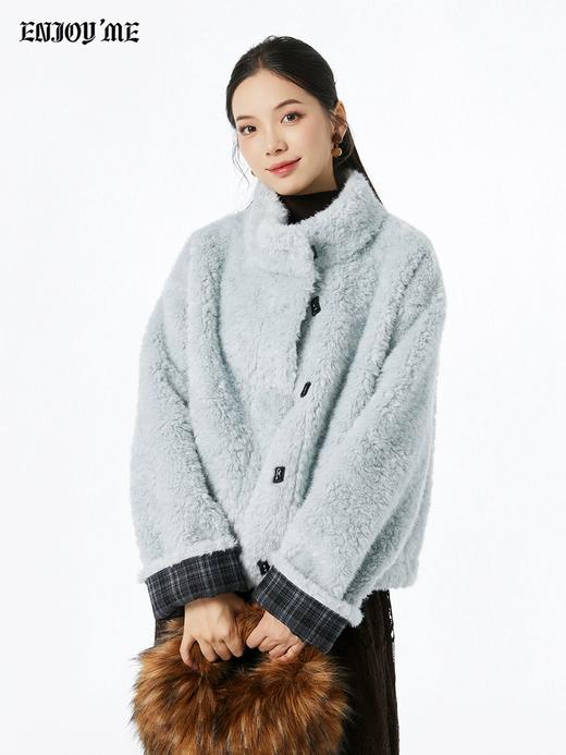 【门店同款】ENJOY冬季“游牧漫寻”牛角扣格子手袖毛外套 167448376 商品图2