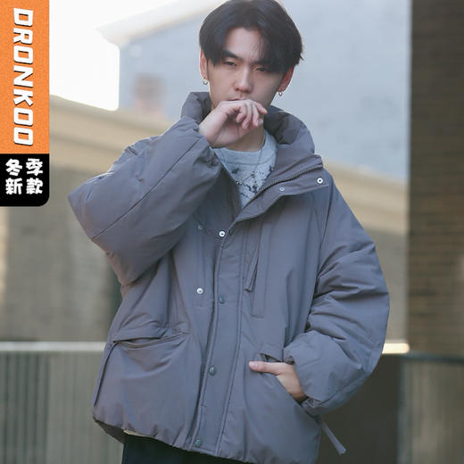 DRONKOO 2025 立领左上口袋拉链装饰微阔短款中厚羽绒服 商品图3