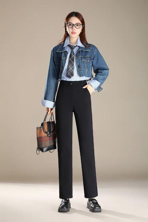 LS竹纤维女士时尚加绒直筒裤8313 商品图0